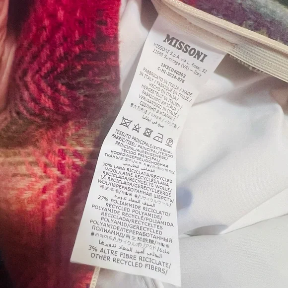 Missoni Italy NWT Luxury Multicolor Zigzag Pattern Down Filled Accent Pillow - Picture 5 of 10